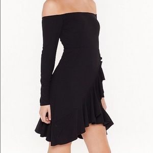 NASTYGAL Off the shoulder wrap mini dress